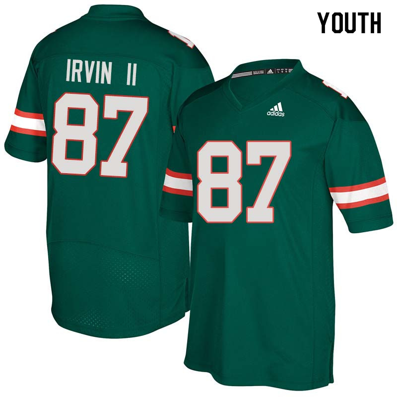 Youth Miami Hurricanes #87 Michael Irvin II College Football Jerseys Sale-Green - Click Image to Close